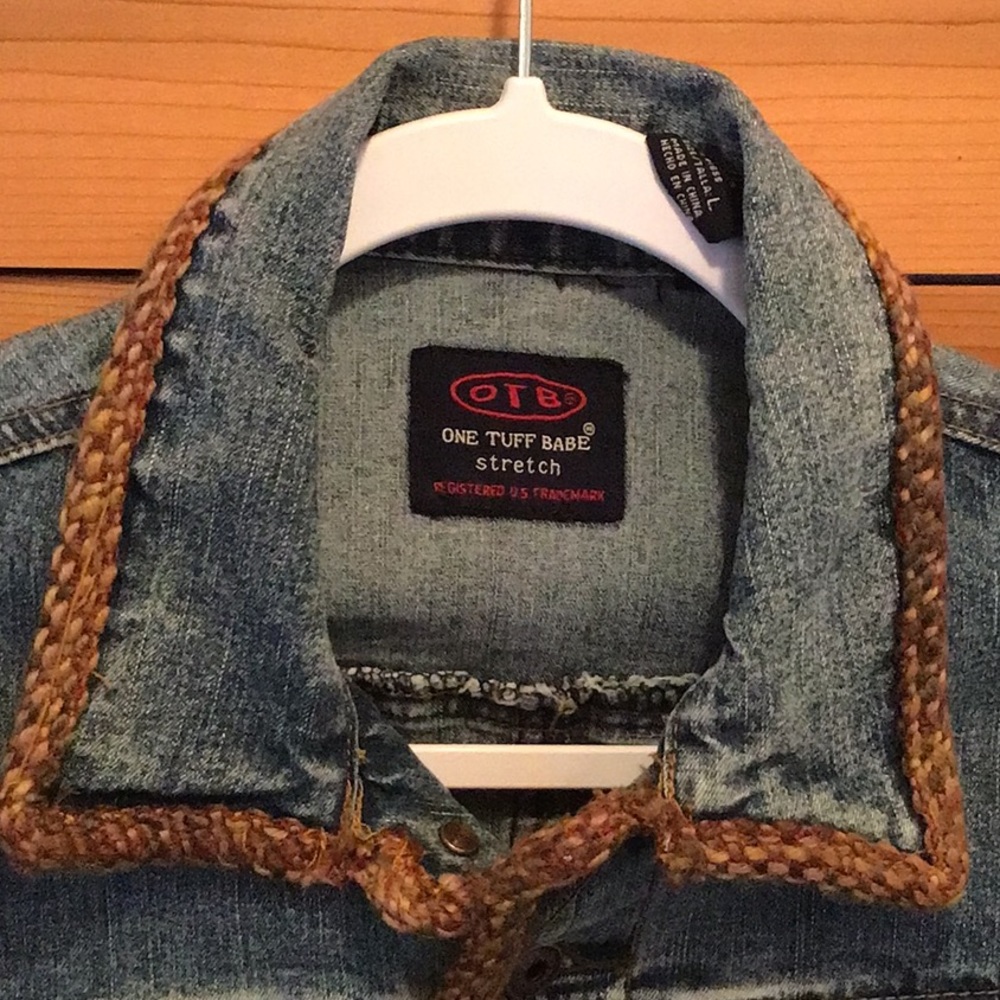 CRYSTAL POCKET BUTTONS JEAN JACKET WITH TWEED DETAILING - Picture 10 of 16
